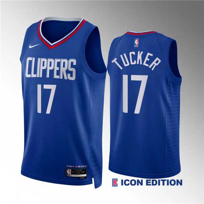 Men's Los Angeles Clippers #17 P.j. Tucker Blue Icon Edition Stitched Jersey Dzhi
